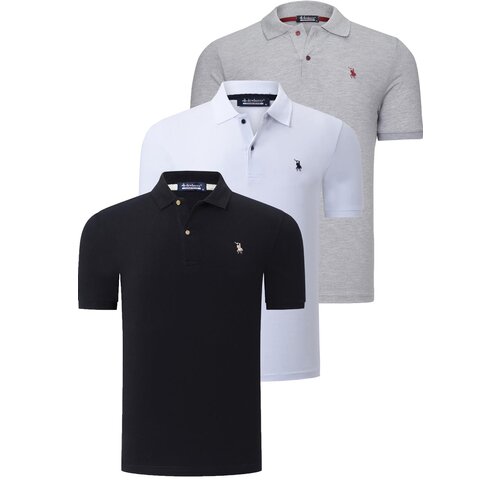 Dewberry TRIPLE SET T8561 MENS T-SHIRT-BLACK-WHITE-GREY Cijene