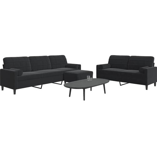  3-dijelni set sofa s jastucima crni bar&scaron;unasti Cijene