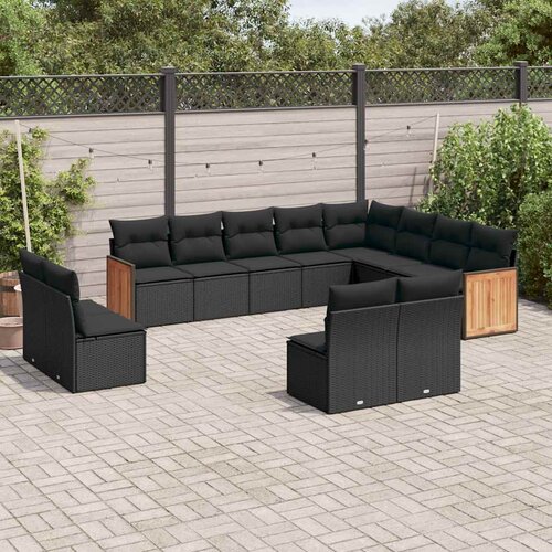  12-dijelni set vrtnih sofa od poliratana s jastucima crni Cijene