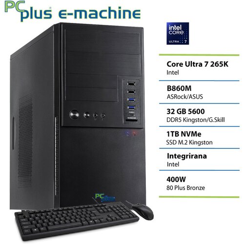 PCPLUS Namizni računalnik PCPLUS e-machine Ultra 7 265K, 32 GB RAM, 1 TB SSD, Ti pkovnica+miška|Pisarna, (5000089106) Cene