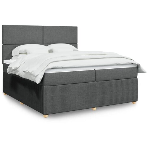 vidaXL Box spring postelja z vzmetnico temno siva 200x200 cm blago Cene