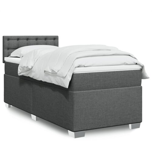 VidaXL Box spring postelja z vzmetnico temno siva 90x200 cm blago Slike