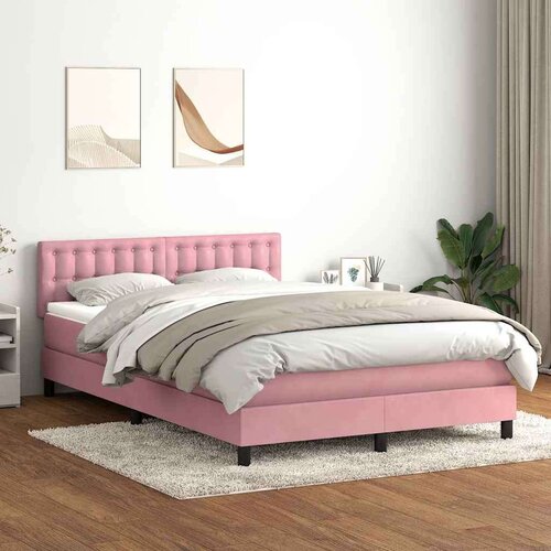 Box spring postelja z vzmetnico roza 160x220 cm žamet, (21829490) Cene