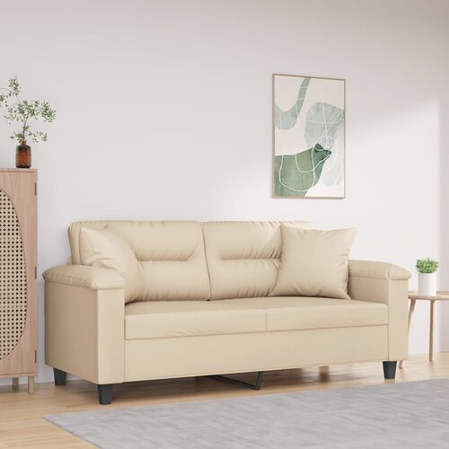  The Living Store Kavč dvosed z blazinami krem 140 cm tkanina iz mikrovlaken - Dvosed, (21448001) Cene