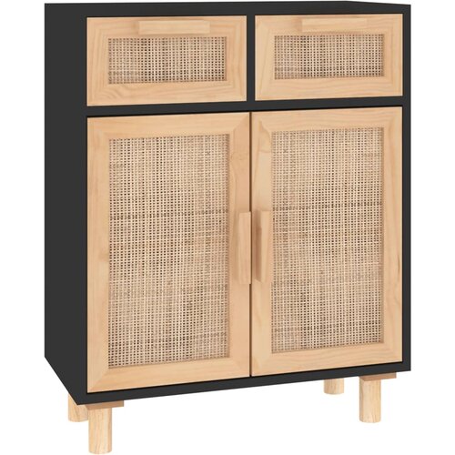 Maison Chic Komoda - Predalnik črna 60x30x75 cm trdna borovina in naravni ratan, (21720550) Cene