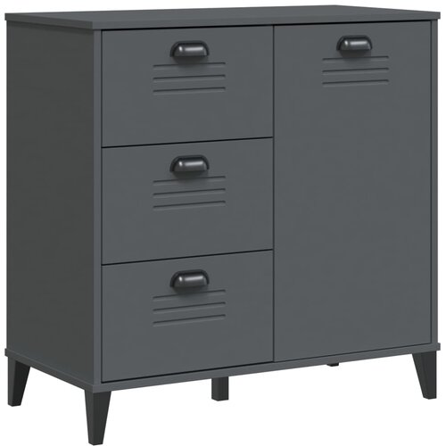  Visoka komoda VIKEN antracit siva 80x40x190 cm masivna borovina Slike