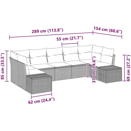  Sjedeća garnitura za vrt 7 kom. Bež poliratan 289 x 154 x 69 cm Slike