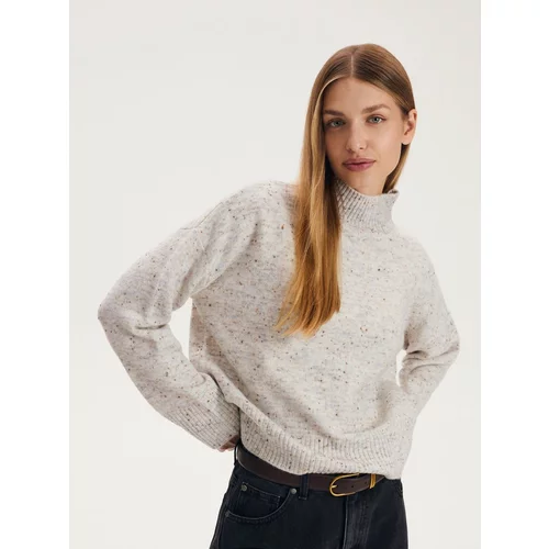 Reserved pulover s puli ovratnikom - ebenovina