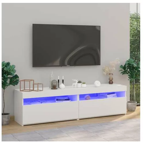  TV omarica 2 kosa z LED lučkami bela 75x35x40 cm