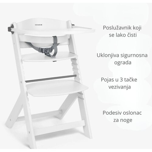 Kikka Boo Drvena hranilica Nordy 2in1 White KKB11186 Slike