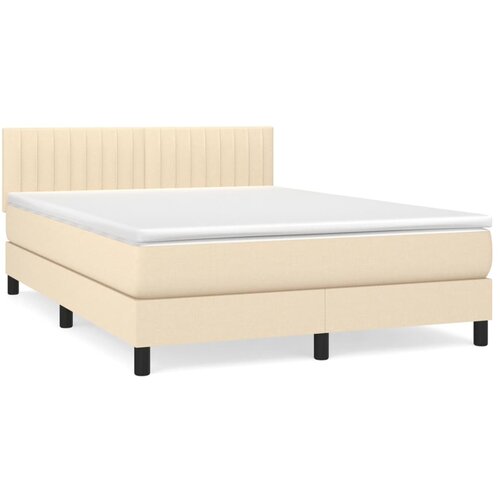 vidaXL Box spring postelja z vzmetnico krem 140x200 cm blago, (20894686) Cene