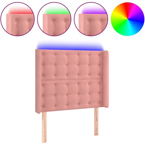 Maison Chic LED Posteljno vzglavje - Vzglavna omarica - Nočna omarica roza 93x16x118/128 cm žamet, (21708813) Slike