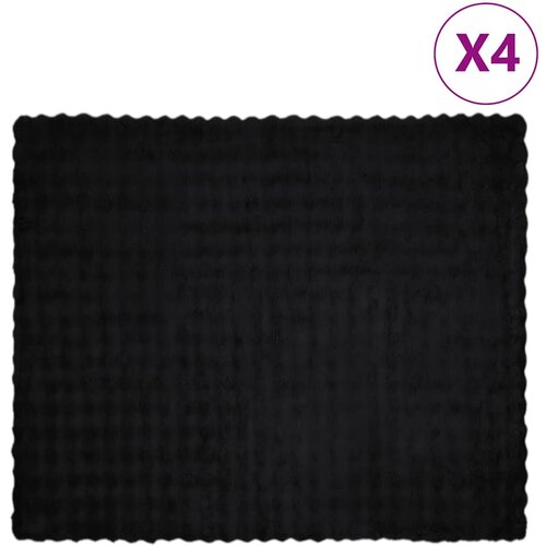 vidaXL Dežnik iz umetnega zajčjega krzna 4 pcs Črna 220 x 240 cm Cene
