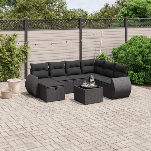 vidaXL 8-dijelni set vrtnih sofa od poliratana s jastucima crni Cijene