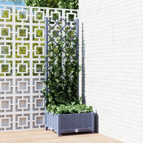 Furnova Cvetlično korito z oporno mrežo temno sivo 40x40x121,5 cm PP, (21921080) Slike