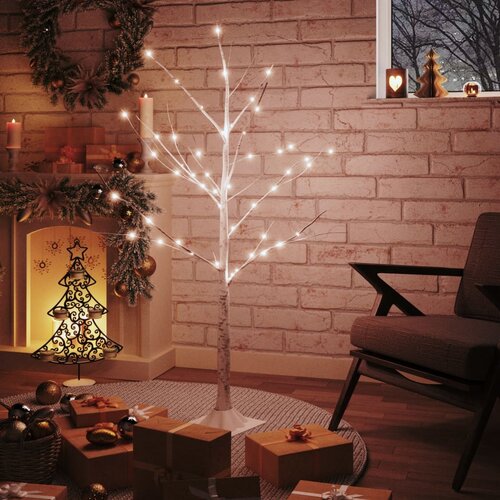 vidaXL LED bela breza toplo bela 48 LED lučk 120 cm Cene