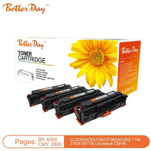 BetterDay toner CC530A, CE410A, CF380A zam. kaseta za hp black, 4K Slike
