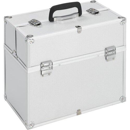 VidaXL Kovček za ličila 37x24x35 cm srebrn aluminij Slike