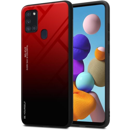 Cadorabo Ohišje, združljiv s Samsungom v rdeči barvi - črni - dvobarvni zaščitni pokrov iz silikona TPU in hrbta iz kaljenega stekla, (20571462) Cene