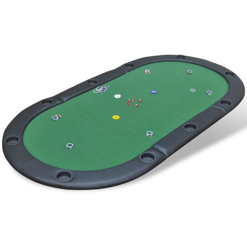 VidaXL Zložljivo poker namizje za 10 igralcev zeleno Slike