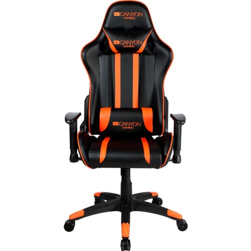 Canyon Fobos GС-3 Gaming chair/ PU leather/ Cold molded foam/ Metal Frame/ Top gun mechanism/ 90-165 dgree/ 2D armrest/ Class 4 gas lift/ Nylon 5 Stars Base/ 60mm PU caster/ black+Orange. Slike