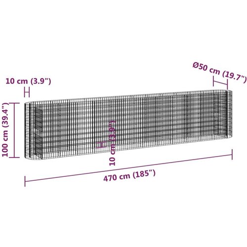 vidaXL Gabionska povišena gredica od pocinčanog željeza 470x50x100 cm Cijene