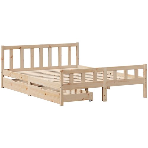 VidaXL Posteljni okvir s predali 150x200 cm trdna borovina, (21308066) Slike
