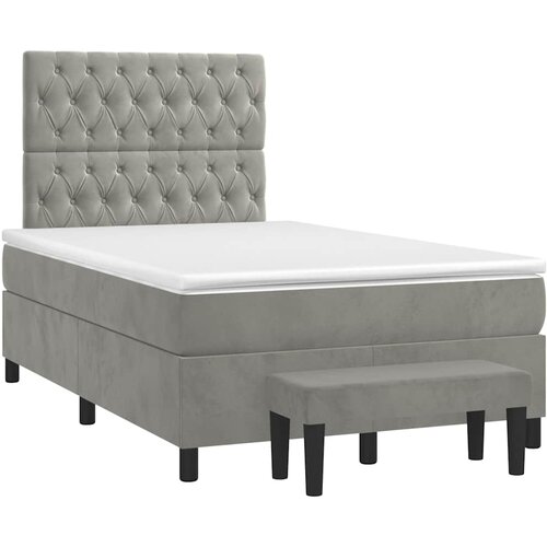 Maison Chic Box spring postelja - Vzmetna postelja z vzmetnico svetlo siva 120x190 cm žamet SL16441, (21895729) Cene