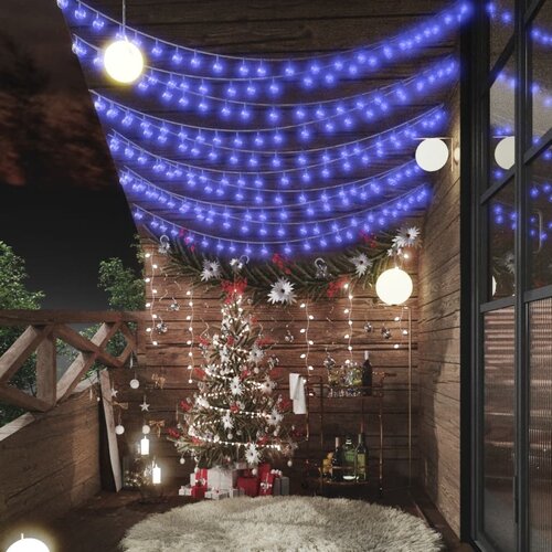 VidaXL Okrasne lučke bučke na vrvici 20 m 200 LED modre 8 funkcij Slike
