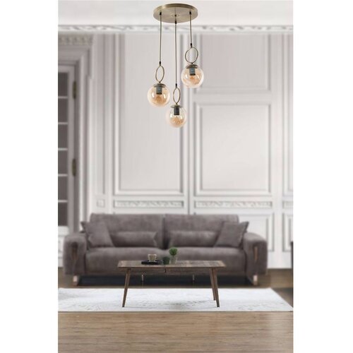Opviq Morino 3 L&amp;uuml; Tepsili Bal Camlı Eskitme Sarkıt Copper Chandelier Slike
