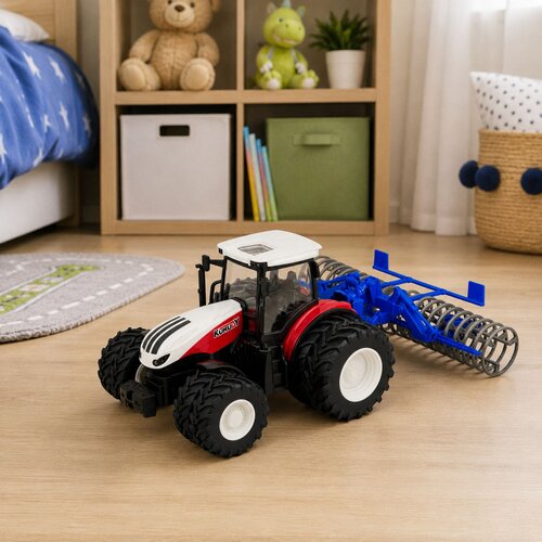  Remote Controlled Tractor with Roller RC Lights Red 1:24 Slike