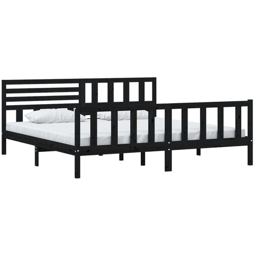  Okvir za krevet od masivnog drva crni 200 x 200 cm Slike