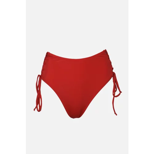 Trendyol Red Tie Detailed High Waist Bikini Bottom