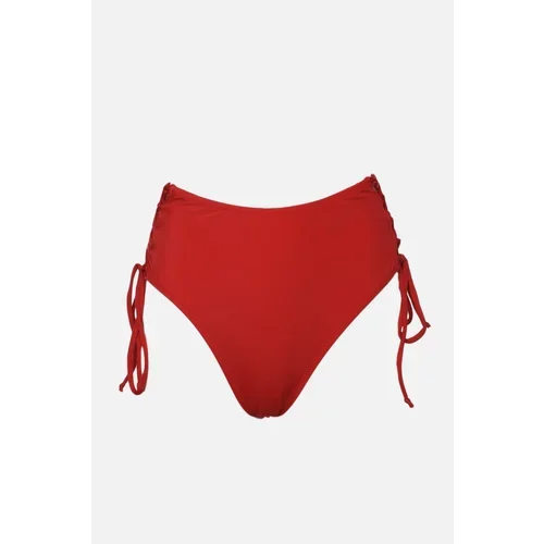 Trendyol Red Tie Detailed High Waist Bikini Bottom