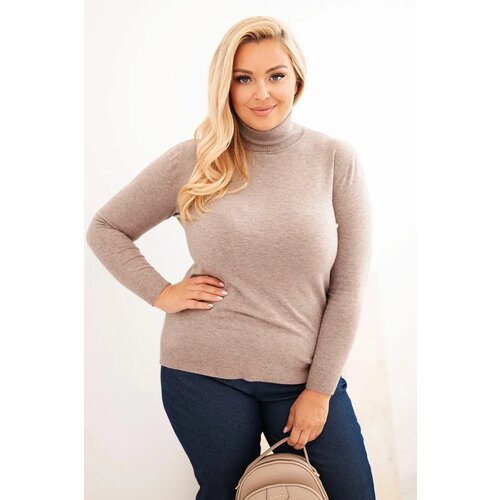 Kesi Włoski Plus Size women&amp;#039;s sweater made of viscose in a classic cut fango Slike
