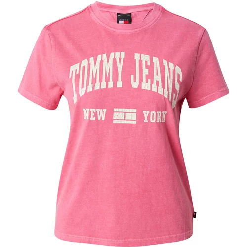 Tommy Jeans Majica 'VARSITY' roza / bela