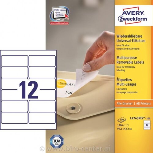Avery Zweckform Odstranljive univerzalne etikete 99.1 x 42.3 mm Cene