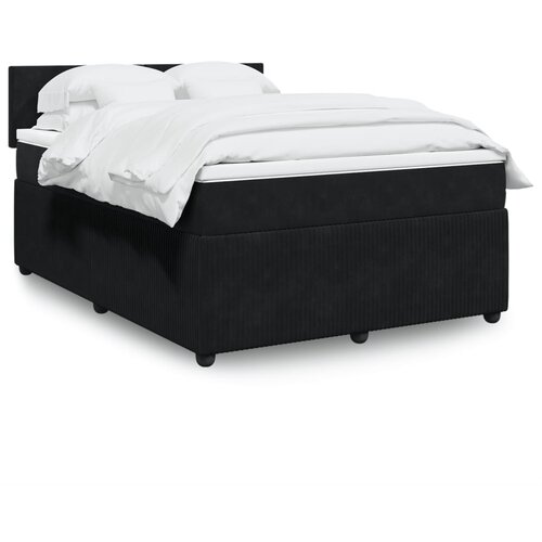 vidaXL Box spring postelja z vzmetnico črna 140x200 cm žamet Cene
