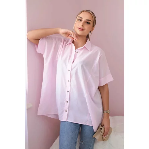 Kesi Cotton shirt with short sleeves in powder pink color