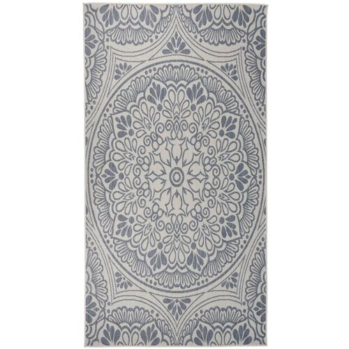 vidaXL Zunanja preproga ploščato tkanje 80x150 cm modri vzorec Cene