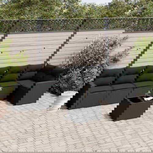 vidaXL 7-dijelni set vrtnih sofa od poliratana s jastucima crni Cijene