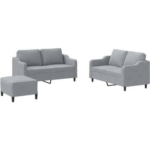  3-dijelni set sofa s jastucima svjetlosivi od tkanine Slike