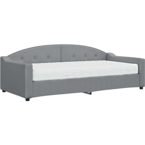 VidaXL Dnevni krevet s madracem svjetlosivi 90 x 200 cm od tkanine Slike