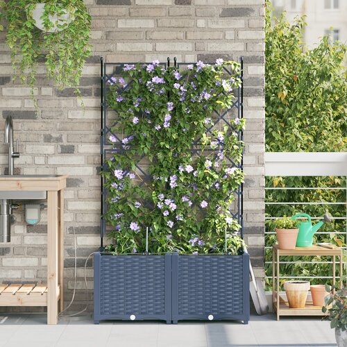 vidaXL Vrtni sadilnik Siva Plastična smola 80 x 40 x 142 cm Sadilniki Cene