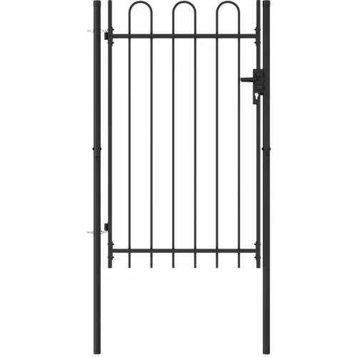 vidaXL Enojna vrata za ograjo zaobljena jeklo 1x1,5 m črna