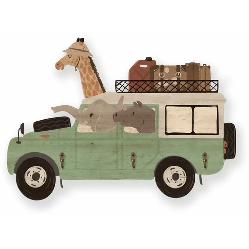 Little Nice Things Zeleni otroški stenski obešalnik Safari Van - Little Nice Things