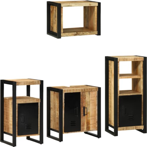 vidaXL Set namještaja za kupaonicu 4 pcs Smeđa Čvrsto drvo manga Cijene