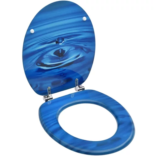 vidaXL Toaletna daska s poklopcem MDF plava s uzorkom kapi vode