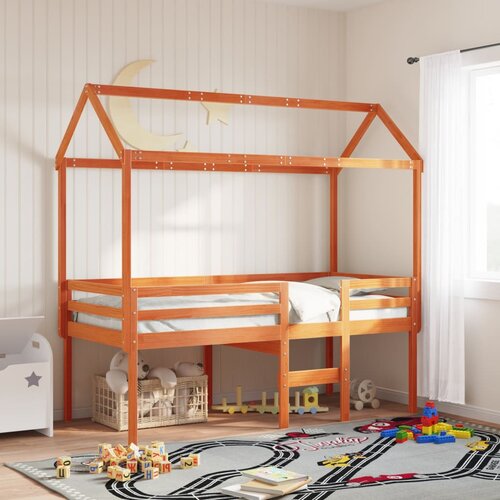 vidaXL Krov za dječji krevet voštano smeđi 207x80,5x151,5 cm borovina Cijene