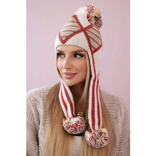 Kesi Women's Cap with Long Ears Eunika K322 ecru+Red Cene
